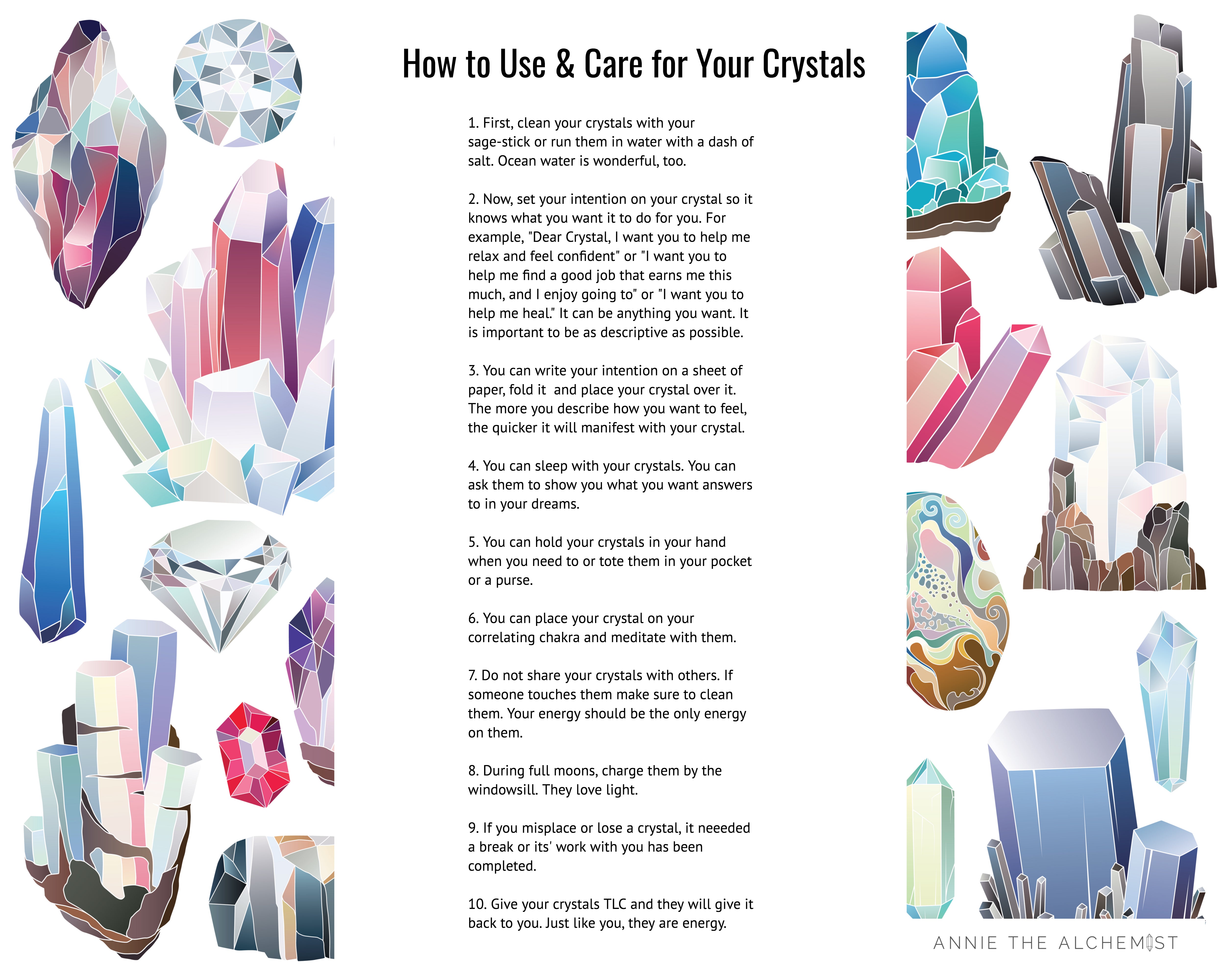 Annie The Alchemist's Downloadable: Guide On How to Use & Take Care of Crystals